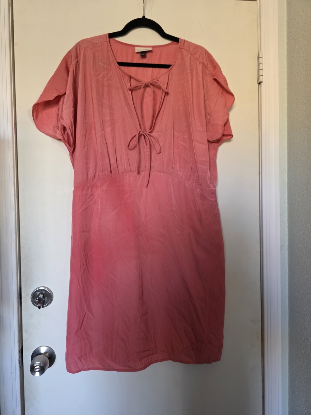 Coral Tie-Front Shift Dress